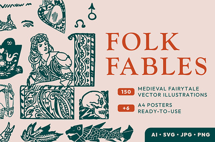 Folk Fables – 150 Illustration Set, a Decorative Illustration by JulianEickhoff
