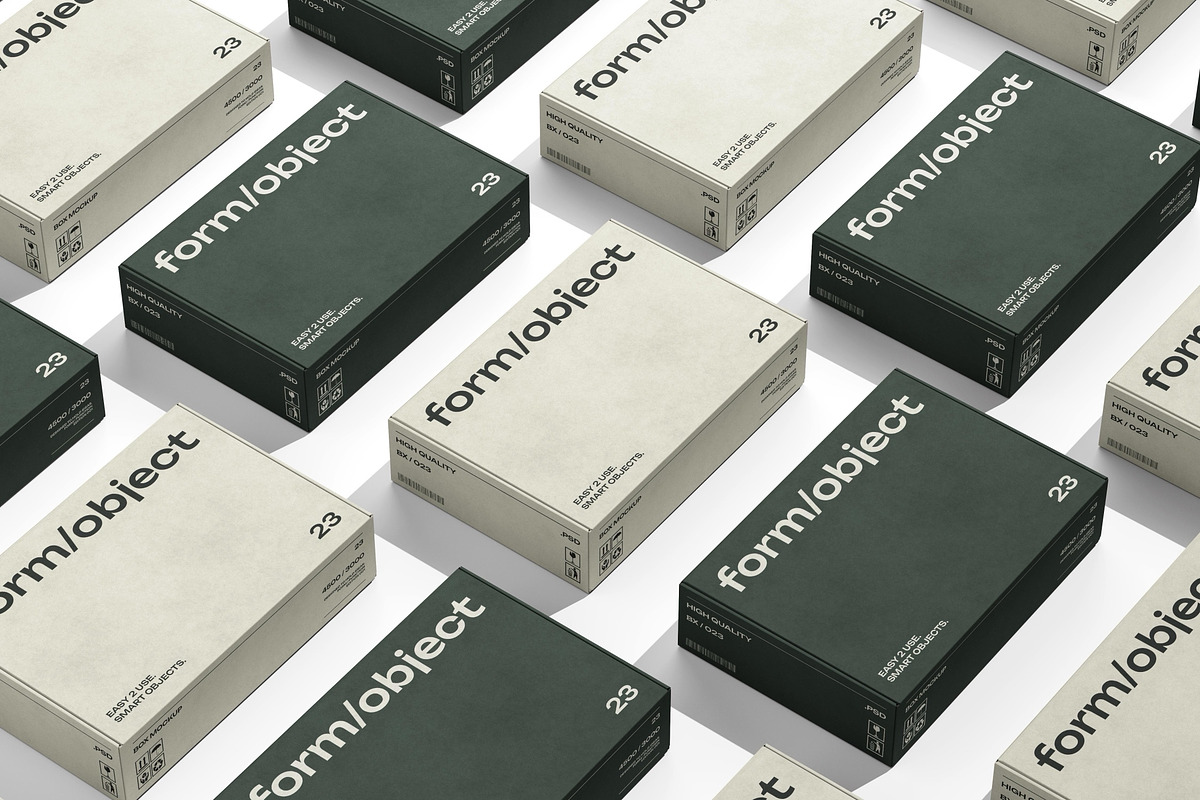 Wide Shoe Boxes Grid Mockup, a Packaging Mockup by Design Squad