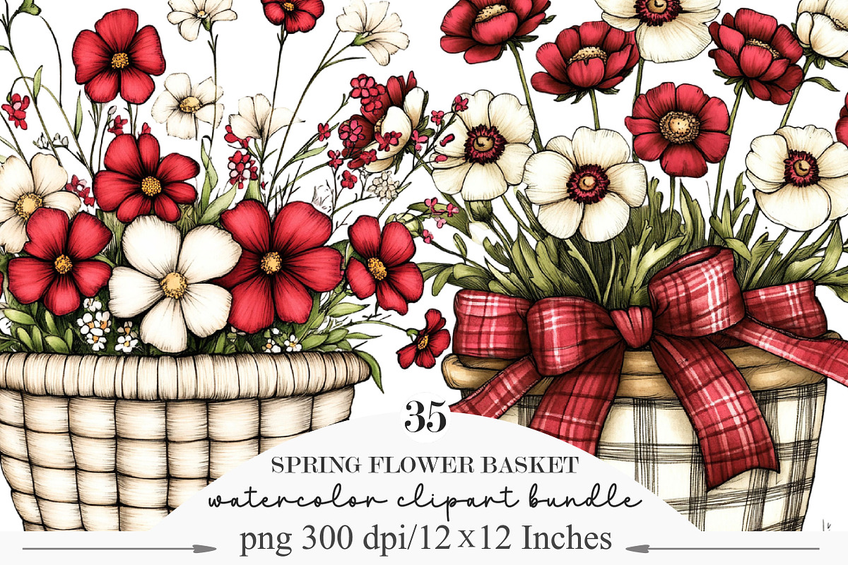 Whimsical Spring Flower Basket, an Illustration by Designking (Photo 1 of 5)
