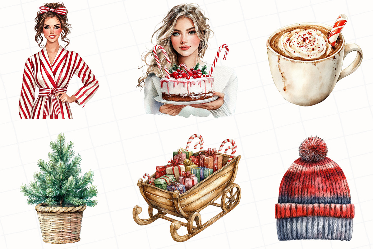Cozy Winter Candy Cane Clipart, an Illustration by OK Design (Photo 3 of 5)