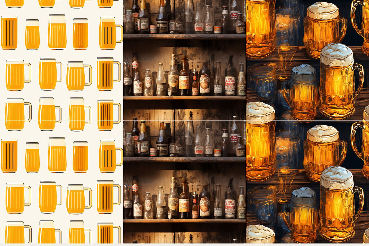 10 Beer Seamless Patterns, a Pattern Graphic by Inknfolly