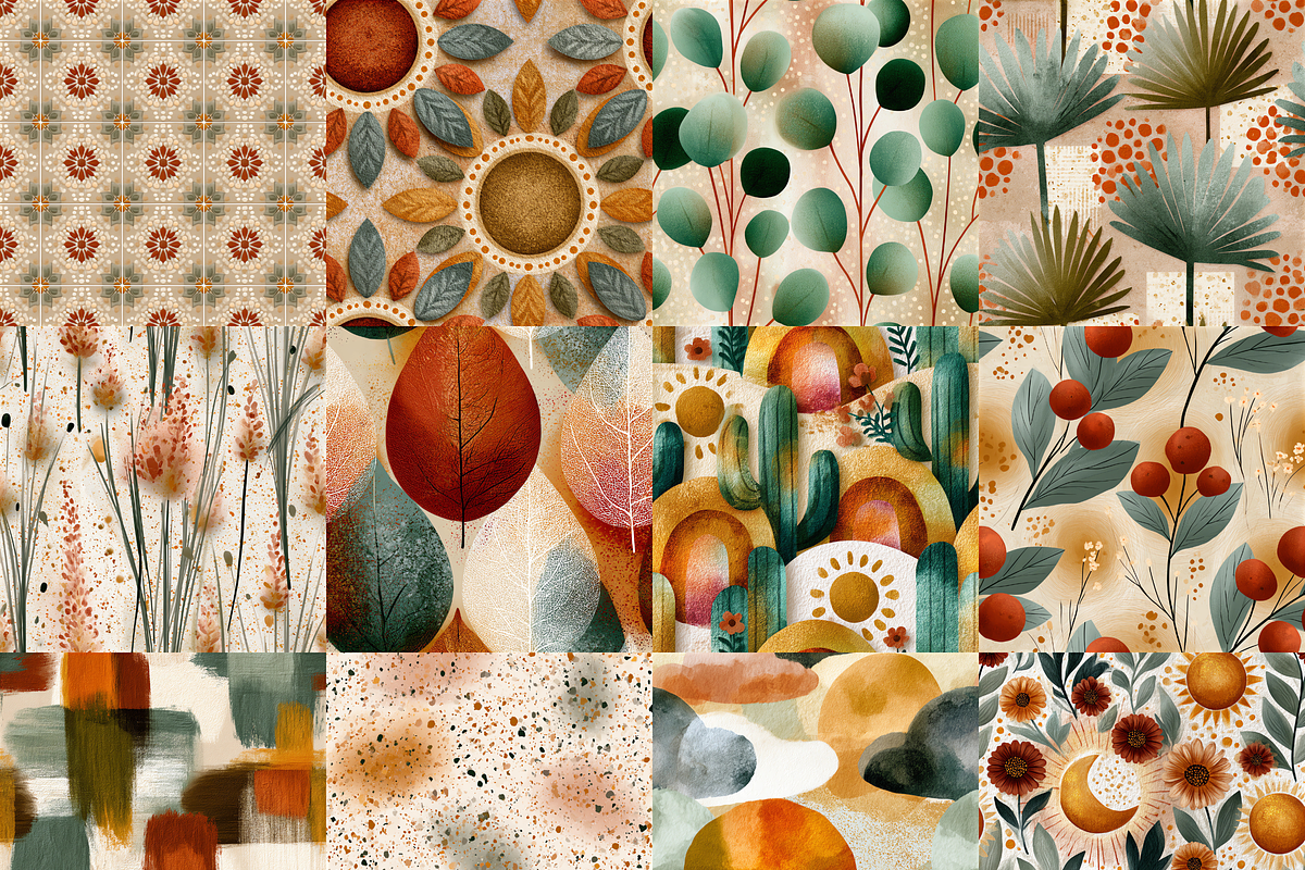 Terracotta Sage Boho Digital Paper, a Pattern Graphic by LA Design (Photo 3 of 10)