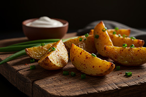 Baked potato wedges with spices and, a Food & Drink Photo by professorinc