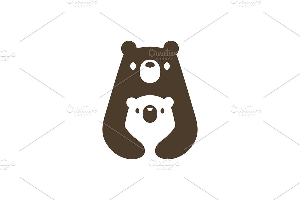 bear mom and son cub logo vector, a Branding & Logo Template by VASTARD STUDIO