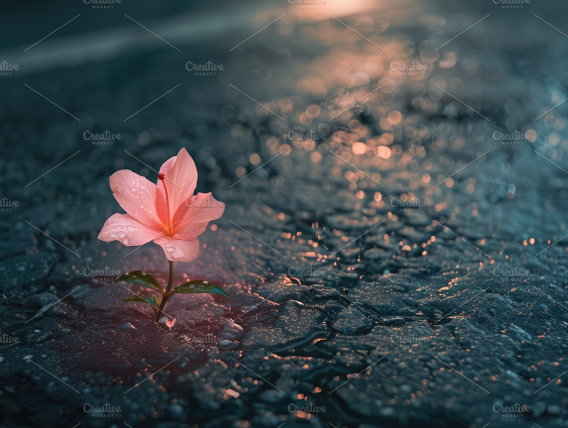 Flower Breaking Through the Pavement, a Nature Photo by Virgo Studio