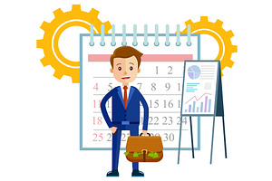 Calendar And Businessman With