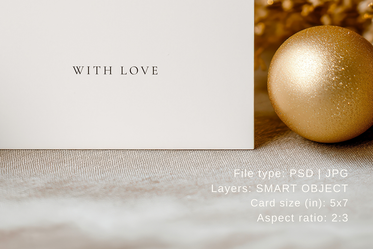 Gold Christmas Invitation Mockup 5x7, an Advertising Mockup by Serenefeeling (Photo 4 of 7)