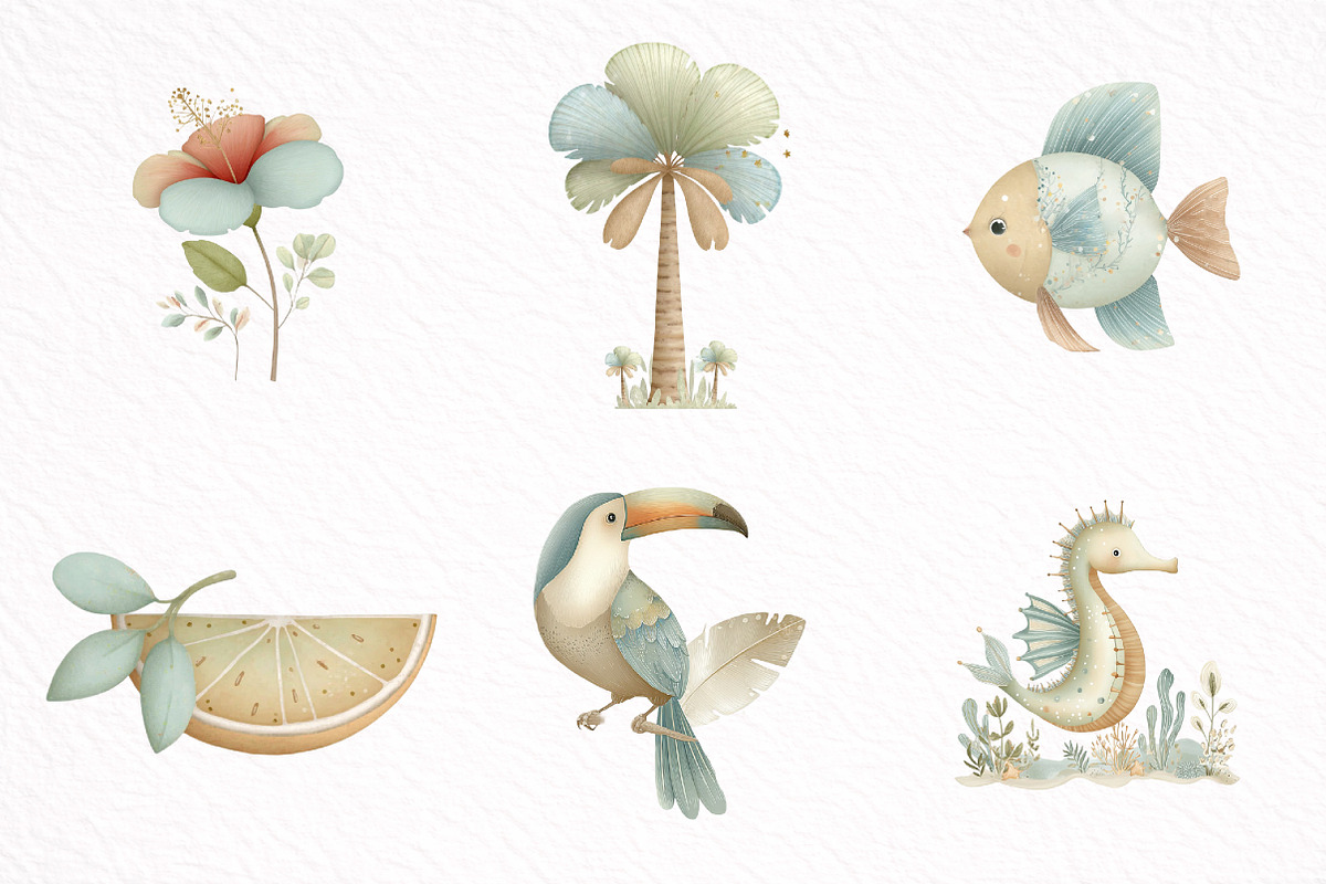 Whimsical Summer Clipart Bundle, an Illustration by DreamArtGraphic (Photo 2 of 8)