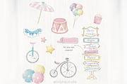 Pink Circus - vintage watercolor, an Illustration by Lolytop Studio (Thumbnail 3 of 8)