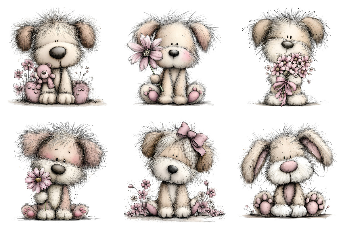 Whimsical Easter Dogs Clipart, an Animal Illustration by GatewayDesign (Photo 2 of 3)