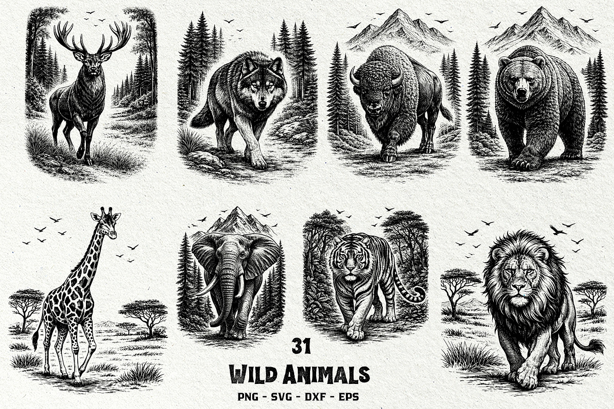 Wild Animals SVG Graphics, an Animal Illustration by DENIDigitalArtSudio (Photo 1 of 5)
