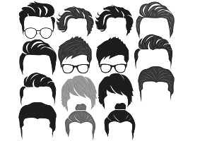 Mens Heads, Hair & Beards Set 2