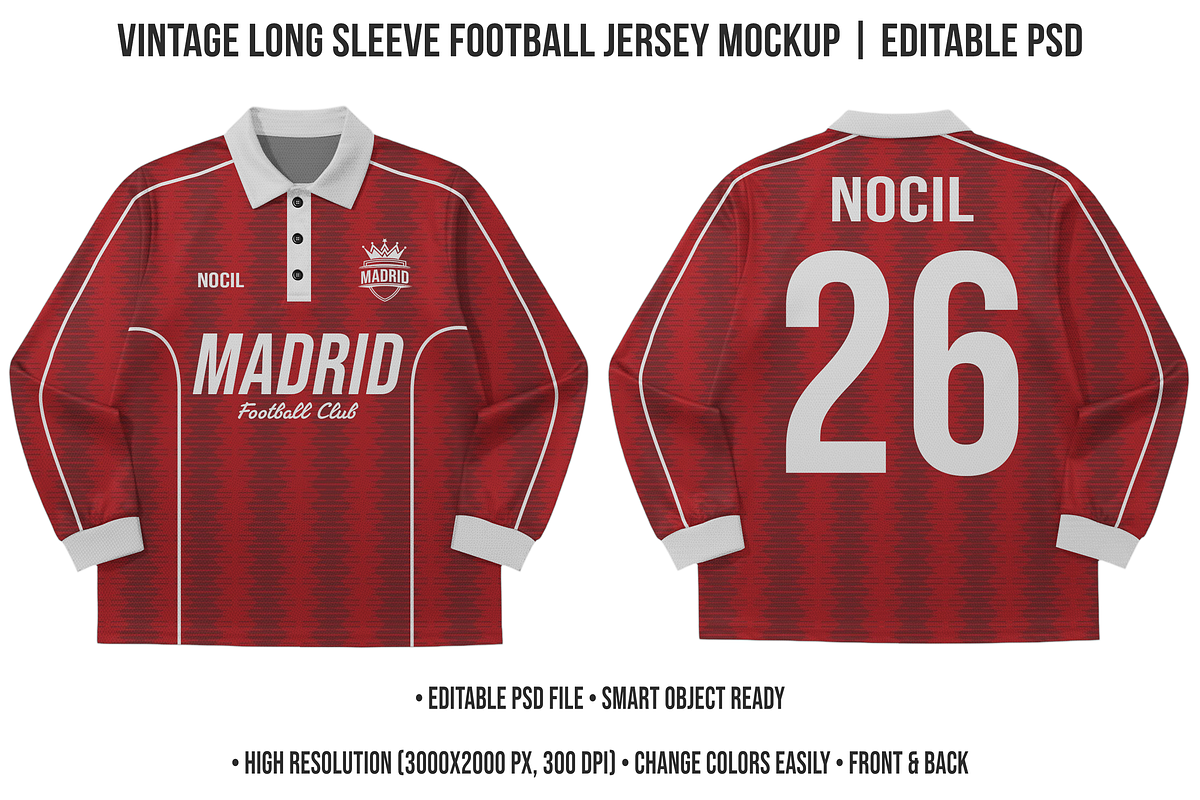 Vintage Longsleeve Jersey Mockup PSD, a Shirt Mockup by std.badboy (Photo 1 of 4)