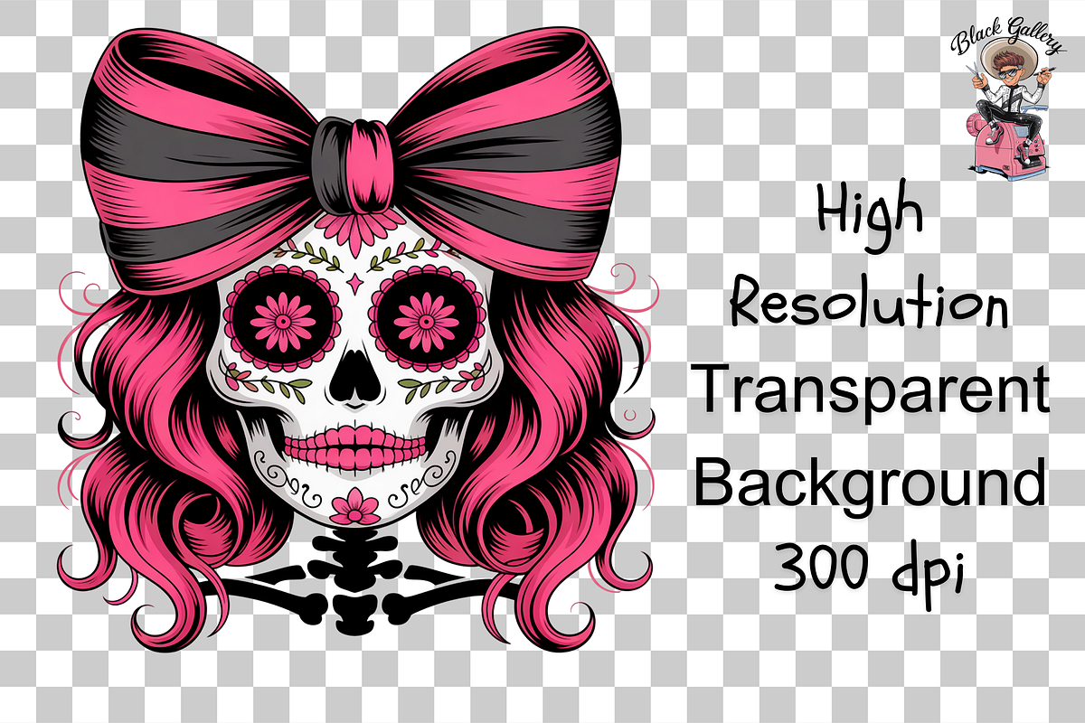10 PNG Gothic Skull Girl PNG Clipart, an Illustration by Clipart Bloom (Photo 9 of 11)