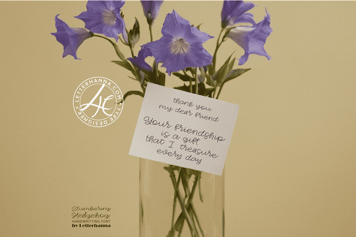 Slumbering Hedgehog Font, a Handwritten Font by Letterhanna Studio (Photo 9 of 24)