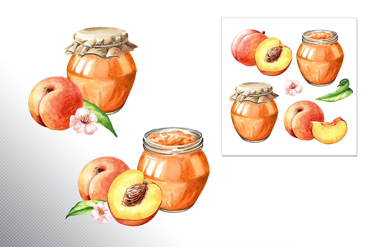 Honey Peaches. Original Watercolor, a Food Illustration by Daria Ustiugova (Photo 15 of 21)