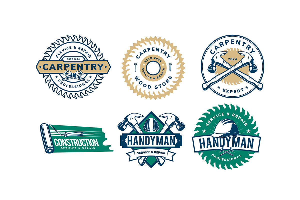 CARPENTRY wood work BADGE bundel, a Branding & Logo Template by grindstudio (Photo 2 of 5)