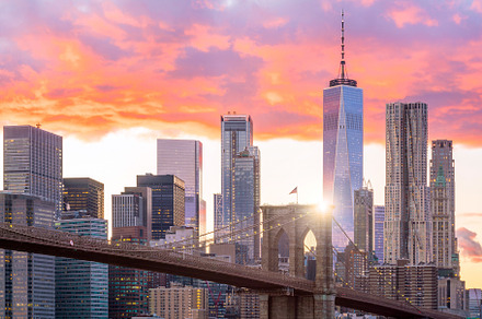 Beautiful sunset over brooklyn bridge in New York City, an Architecture Photo by f11photo