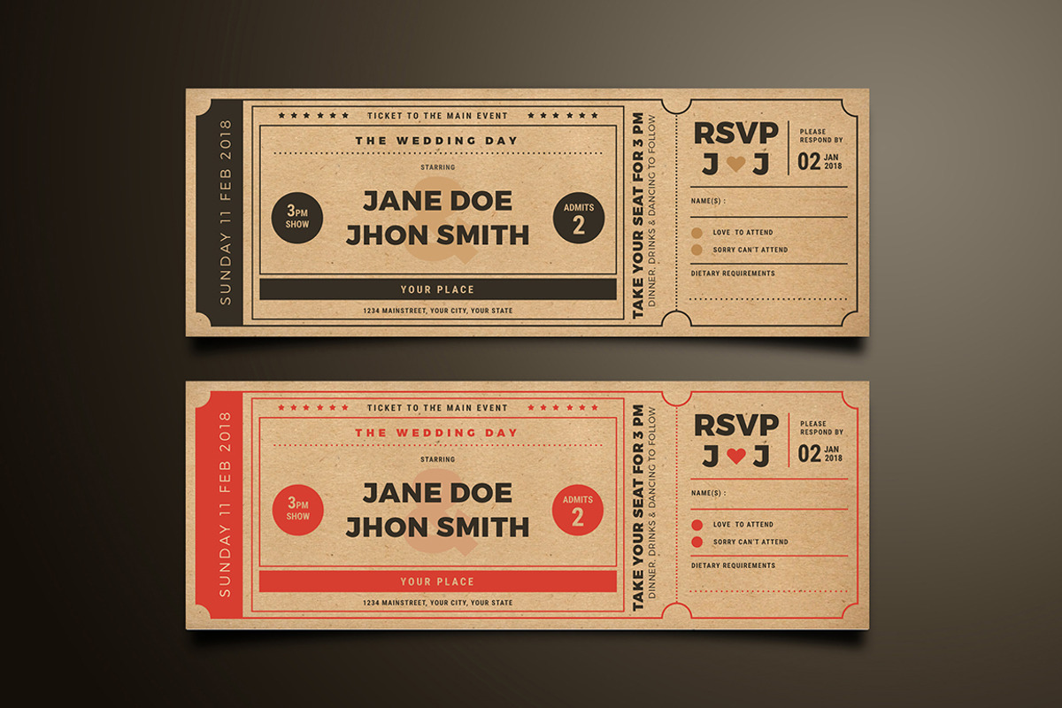 Wedding Invitation Movie Ticket, an Invitation Template by Vynetta (Photo 1 of 6)