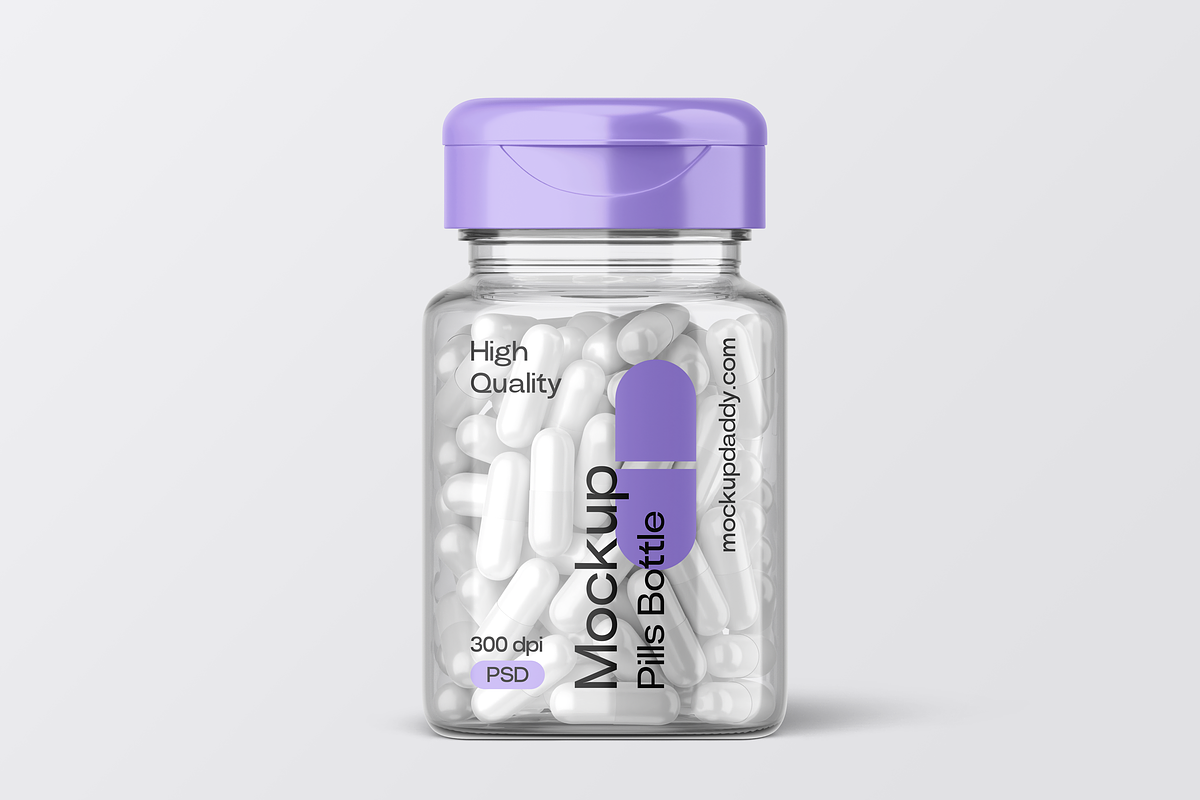 Mini Pill Bottle Mockup with Cap, a Cups & Container Mockup by Mockupdaddy (Photo 26 of 27)