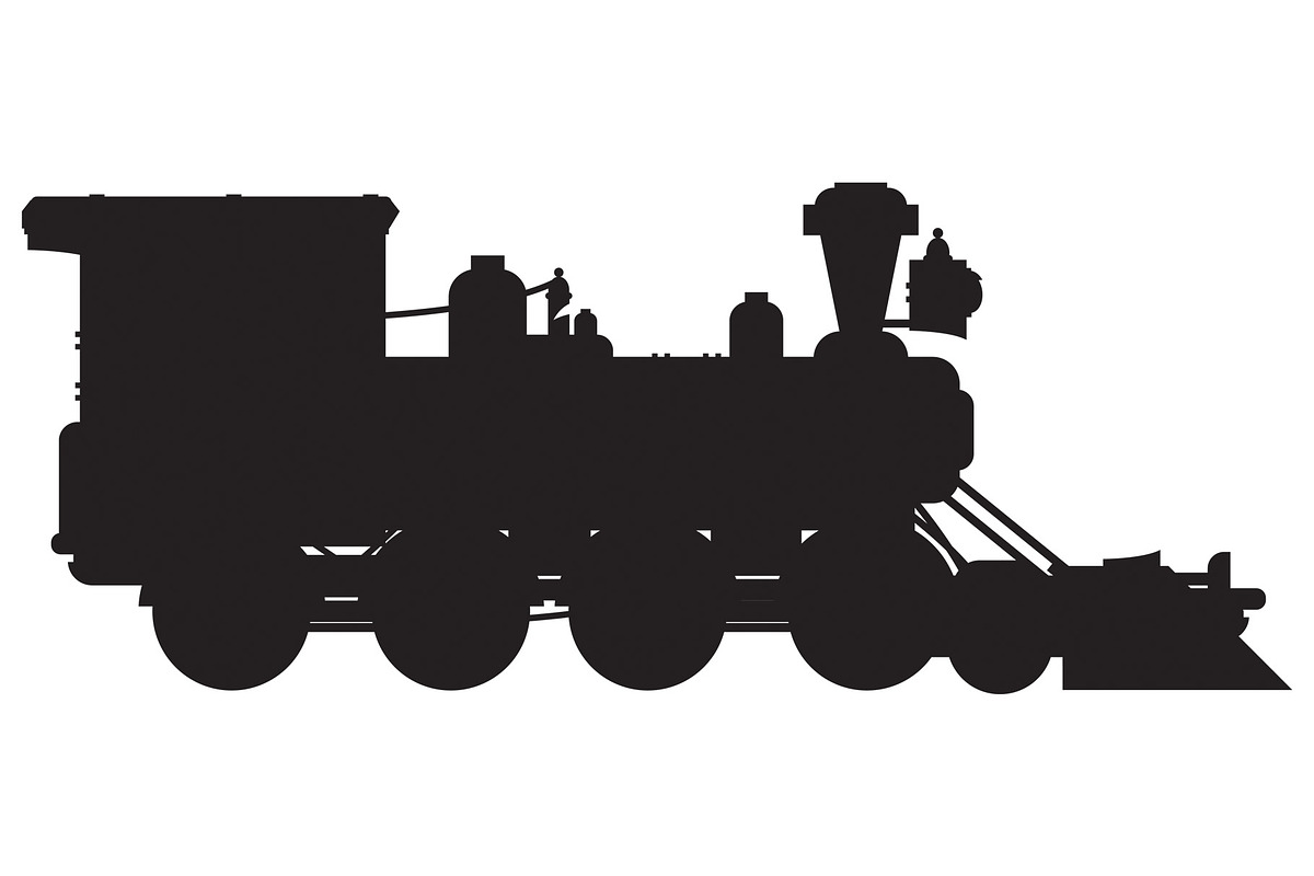 Vintage Steam Train Silhouette, a Transportation Illustration by Mark  Murphy Creative, image size:1200x800