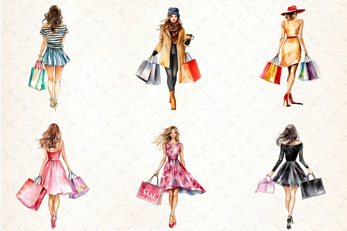 Black Friday Woman Shopping Clipart, an Illustration by DreamCafeArt (Photo 2 of 6)