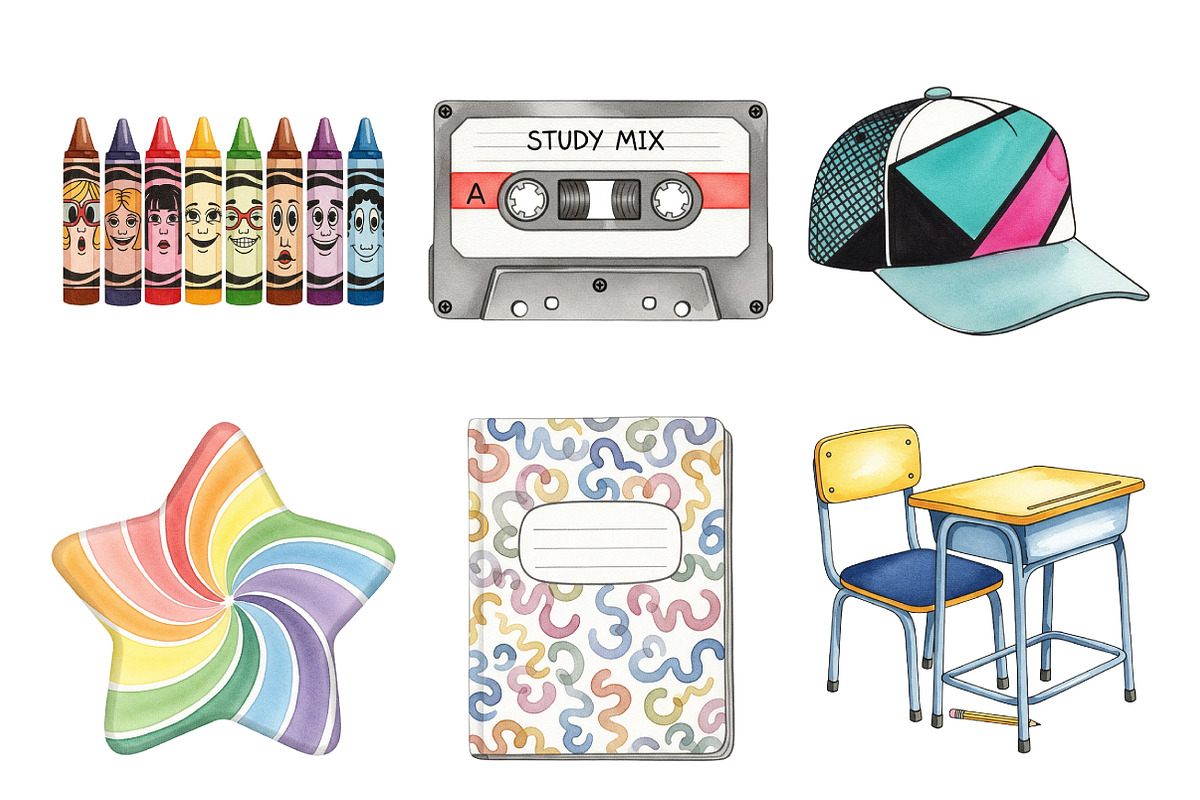 Retro Back to School Clipart, an Illustration by Daily.Designs (Photo 5 of 5)