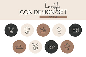 Linestyle Icon Design Set Awards