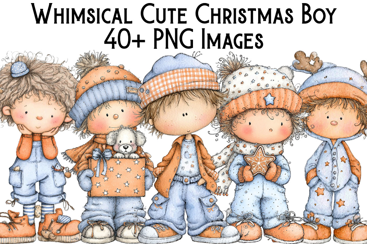 Whimsical Cute Christmas Boy Sublima, an Illustration by Pixels.Craft (Photo 1 of 6)
