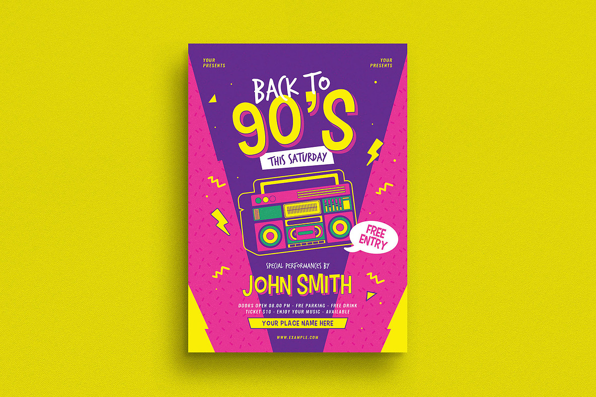 90s Radio Music Flyer, a Flyer Template by Guuver (Photo 1 of 3)