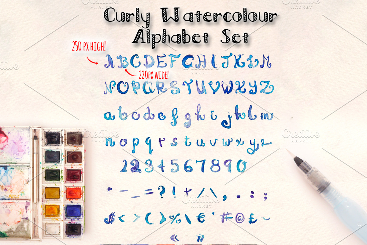 2 Watercolor Alphabet Brush Sets preview 2