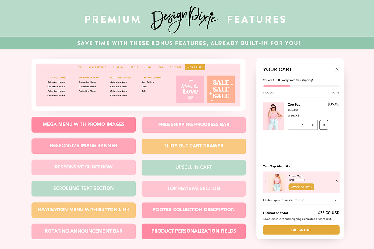 Pastel Rainbow Shopify Theme, a Shopify Template by Design Pixie (Photo 7 of 11)