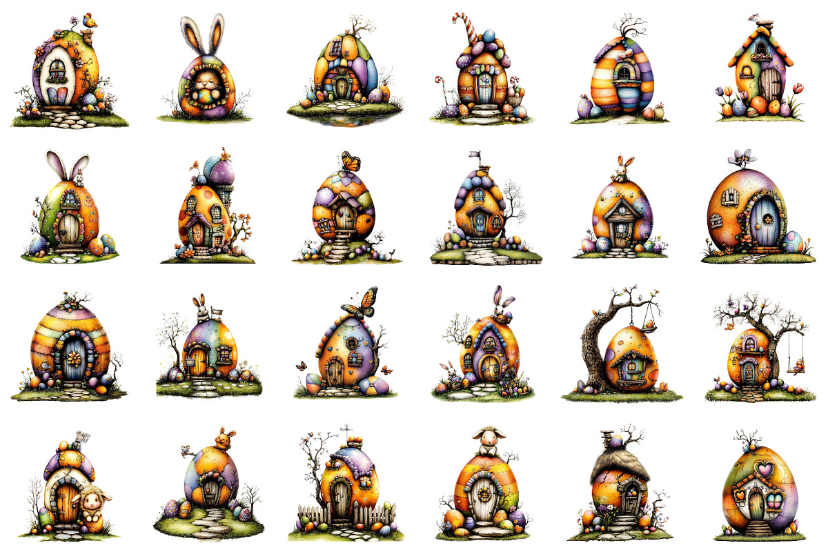 Whimsical Easter Egg House Clipart, an Illustration by designcity5 (Photo 2 of 5)