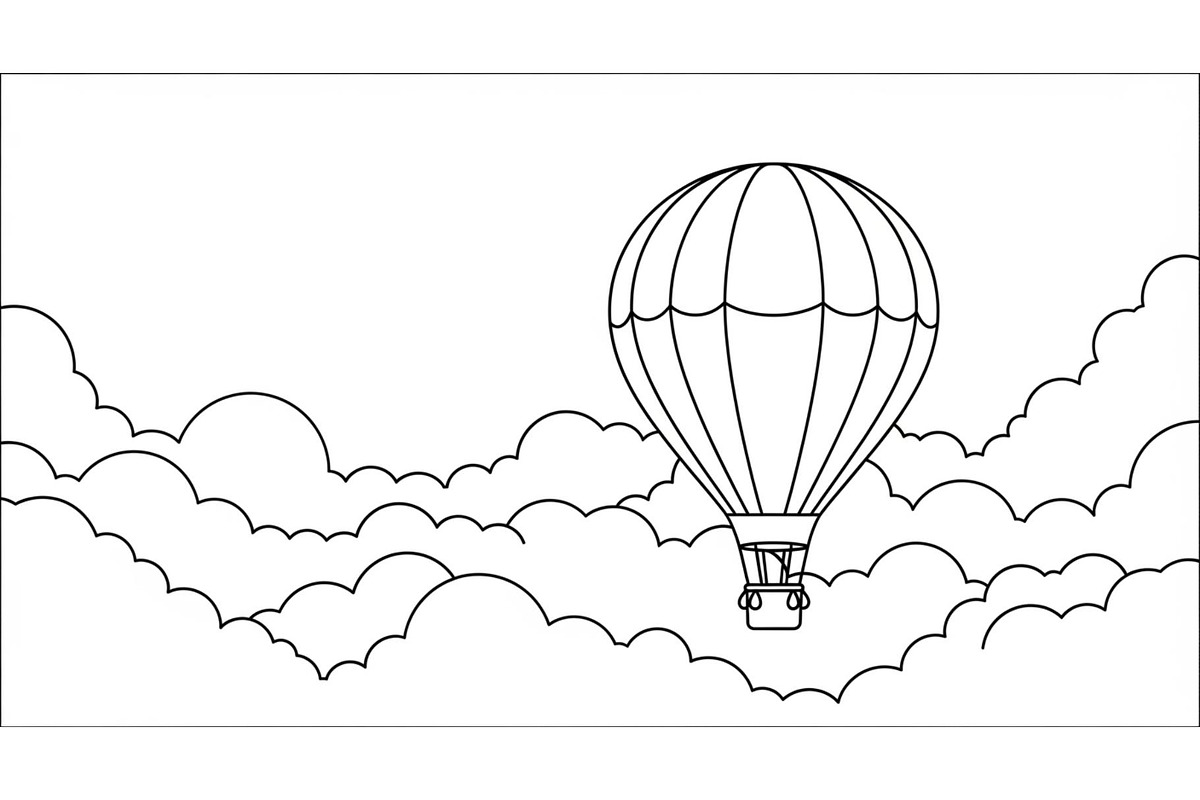 Hot Air Balloon Cloud Line Art bundl, an Illustration by Designer_Momina (Photo 30 of 51)