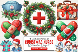 Christmas Nurse Clipart Set, an Illustration by RobertsArt