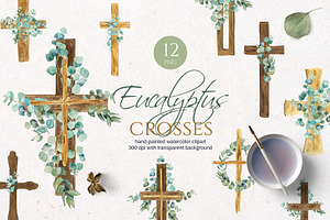 Eucalyptus Wooden Watercolor Cross