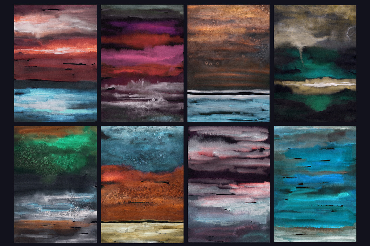 Dark Side, Watercolor Landscapes, a Background Graphic by Marmoris.Arts (Photo 6 of 16)