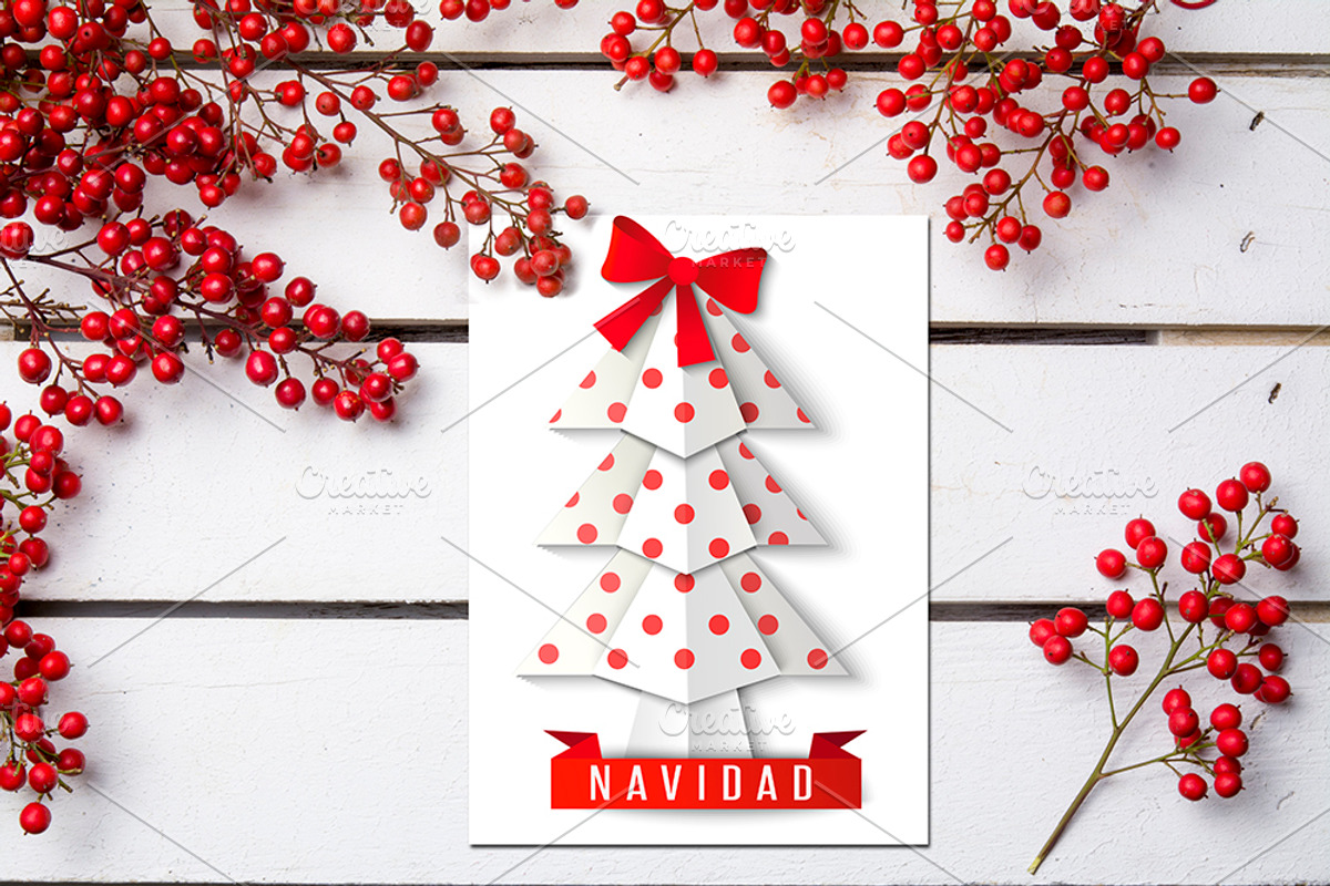 Xmas mockup greeting card psd, a Print Template by JAY MID IMAGE (Photo 1 of 3)