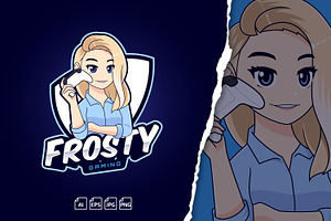 Frosty Gaming Girl Logo Mascot, a Branding & Logo Template by tkzgraphic