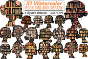 Book Girl and Library Sublimation, an Illustration by DreamCafeArt (Thumbnail 1 of 4)