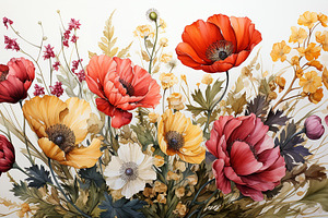 Watercolor composition wild flower, a Wallpaper Photo by Elena Vagengeim