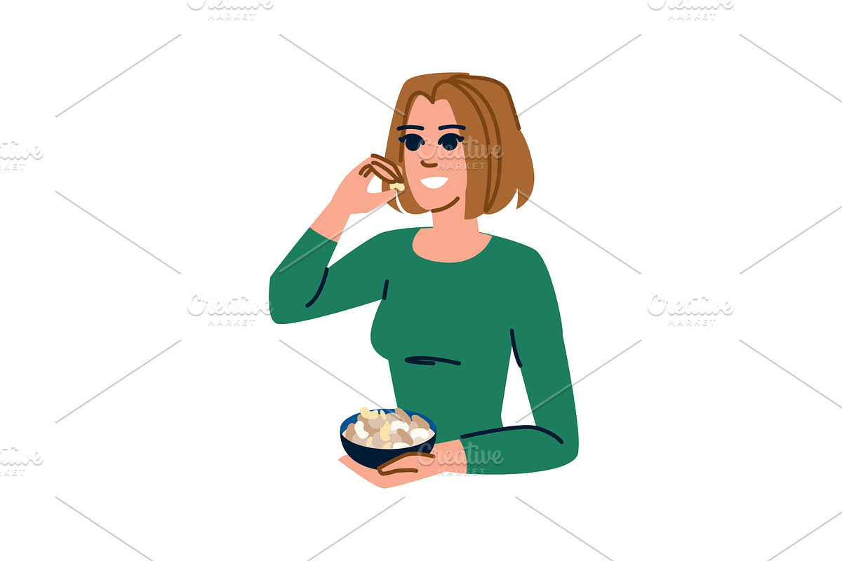 Young woman enjoying a bowl of, a Food Illustration by pikepicture