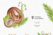 Camping watercolor clip art, a Sport Illustration by katmonne (Thumbnail 3 of 9)