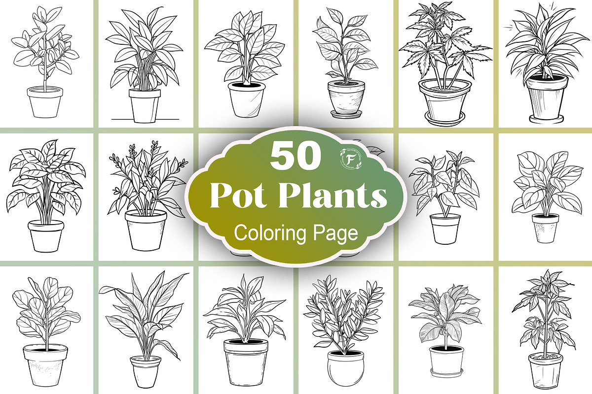 Pot Plant Coloring Page, a Graphic by Forhadx5 (Photo 1 of 6)