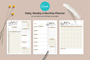 Daily Weekly Monthly Canva Planner