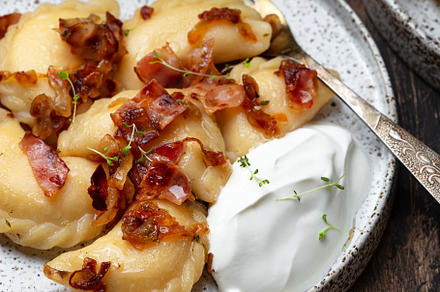 homemade dumplings with potatoes, a Food & Drink Photo by Marina_Pronina