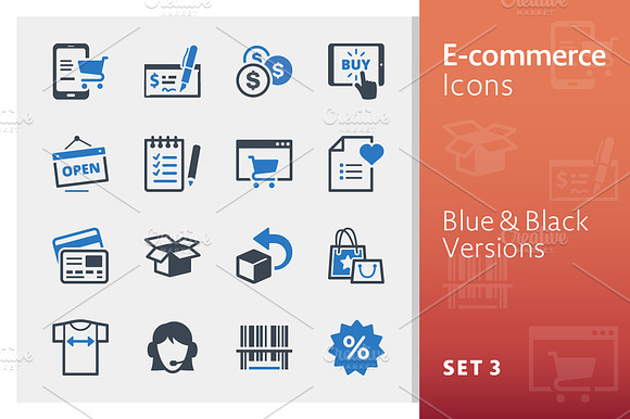 E Commerce Icons Set 3 Blue Series