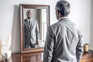 Mature men facing reflections of his youth, a Person Photo by DanFLCreativo