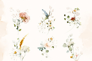 Watercolor Garden Flowers