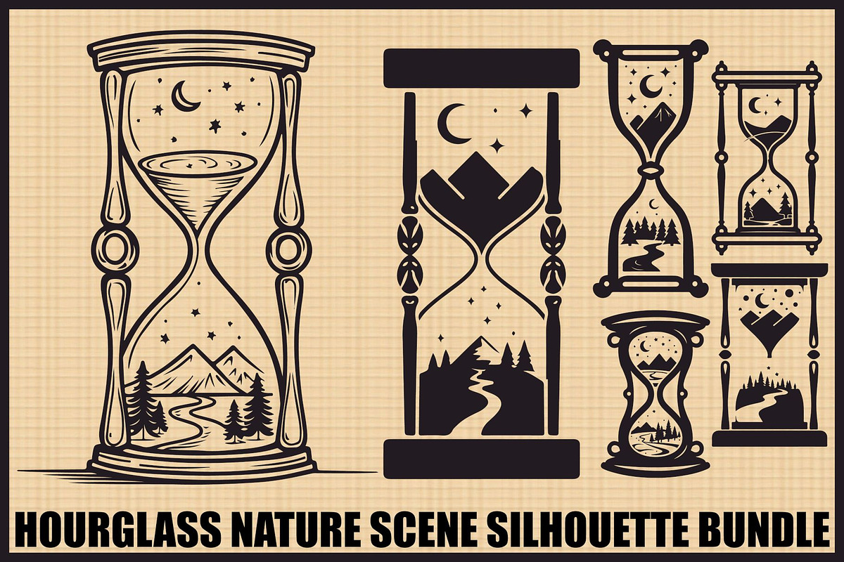 Hourglass Nature Scene Bundle, an Illustration by hafijul (Photo 1 of 7)